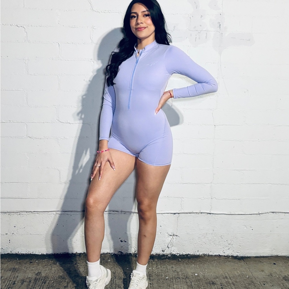 Chic Lavender Zip-Up Romper